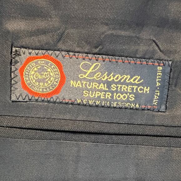 Pronto-Uomo Lessona Natural Stretch Super 100's Suit Pants Mens 34S Black Wool - Picture 10 of 13
